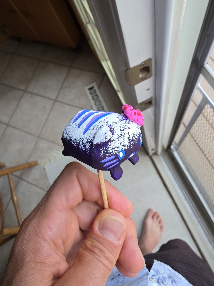 The galaxy mini mid-paint, before the glitter was added