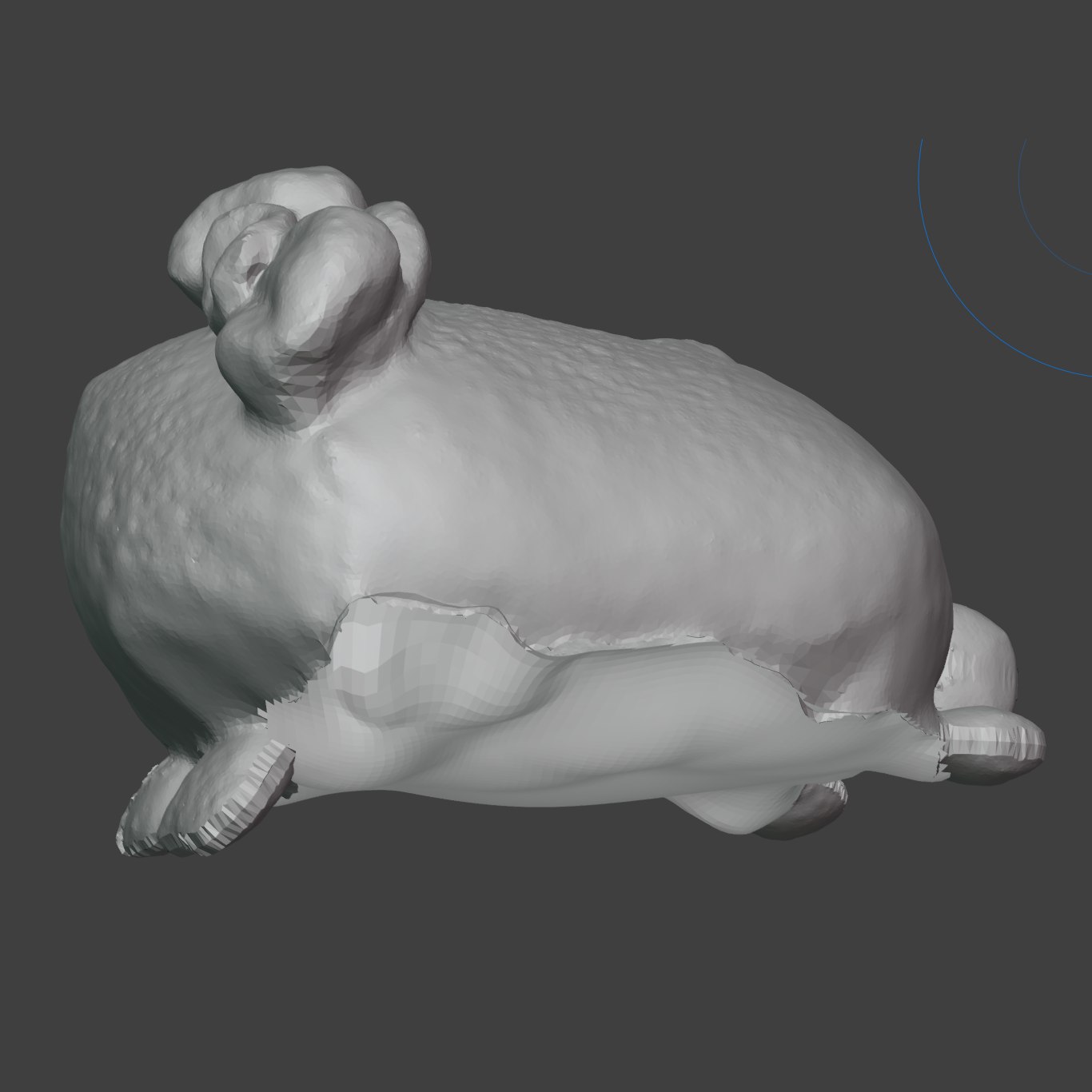 The 3D-scanned Loaf Kitty model, cleaned up in 3D software